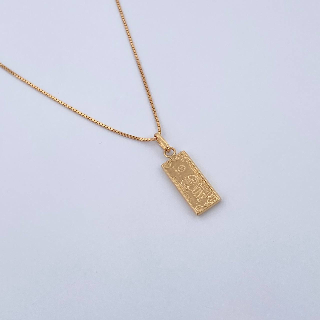 Set Cadena Veneciana 2.2gr / 60cm / 0.5mm + Dije One Dólar 0.7gr / 2cm Troquelado Oro Amarillo 18K (Oferta) &