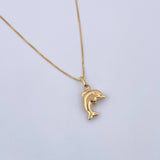 Set Cadena y Dije Veneciana+Delfin 1.55gr / 15 3/4 in / 0.55mm Oro Amarillo 18K $