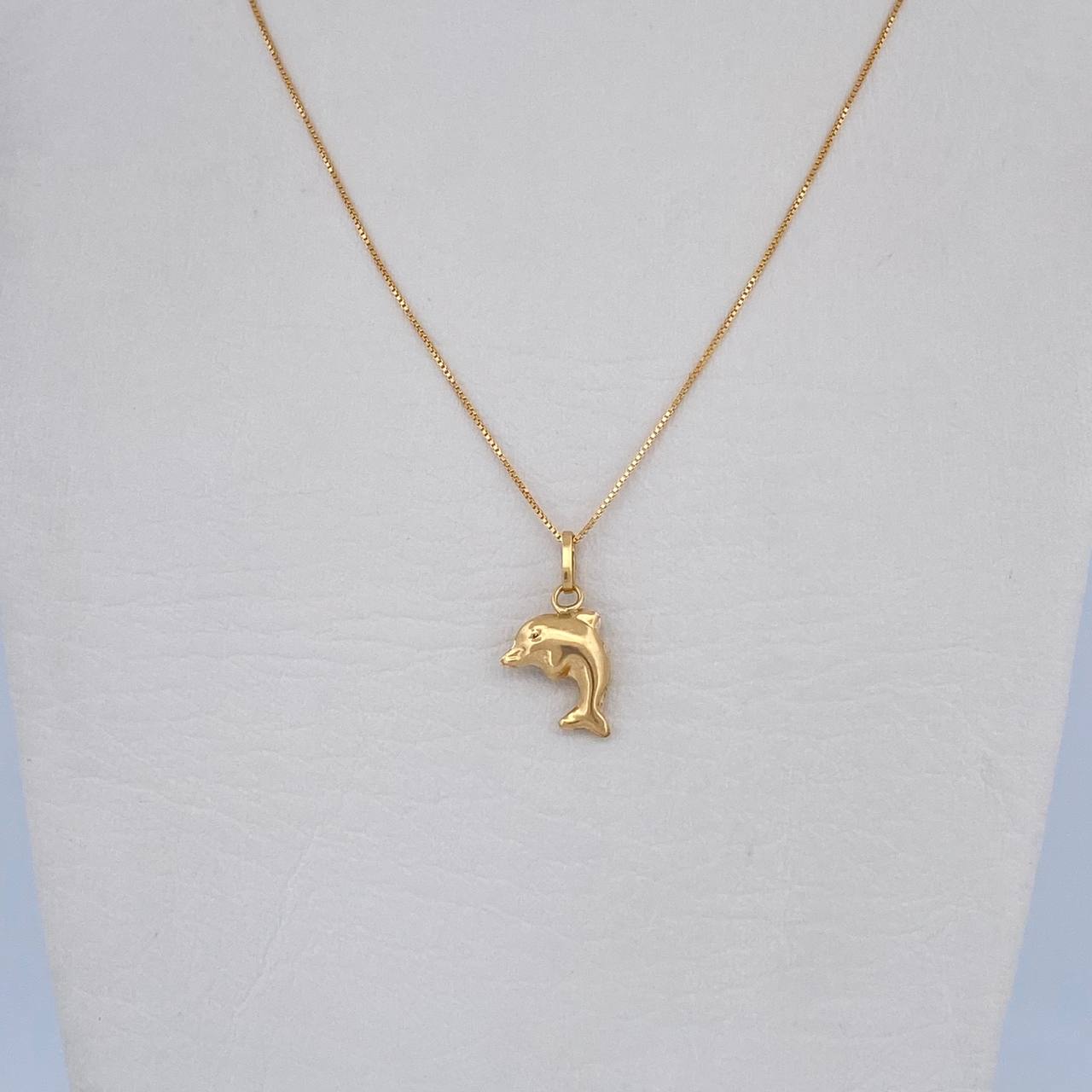 Set Cadena y Dije Veneciana+Delfin 1.55gr / 15 3/4 in / 0.55mm Oro Amarillo 18K $