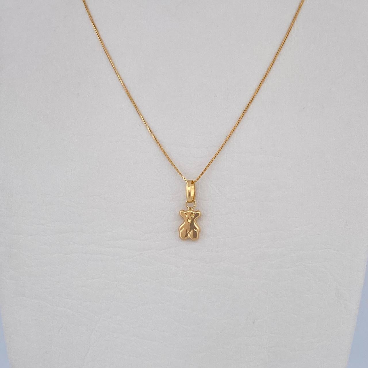 Set Cadena Veneciana 1.05gr / 45cm / 0.5mm + Dije Oso Ts 0.35gr / 1.3cm Liso Oro Amarillo 18K (Oferta) &