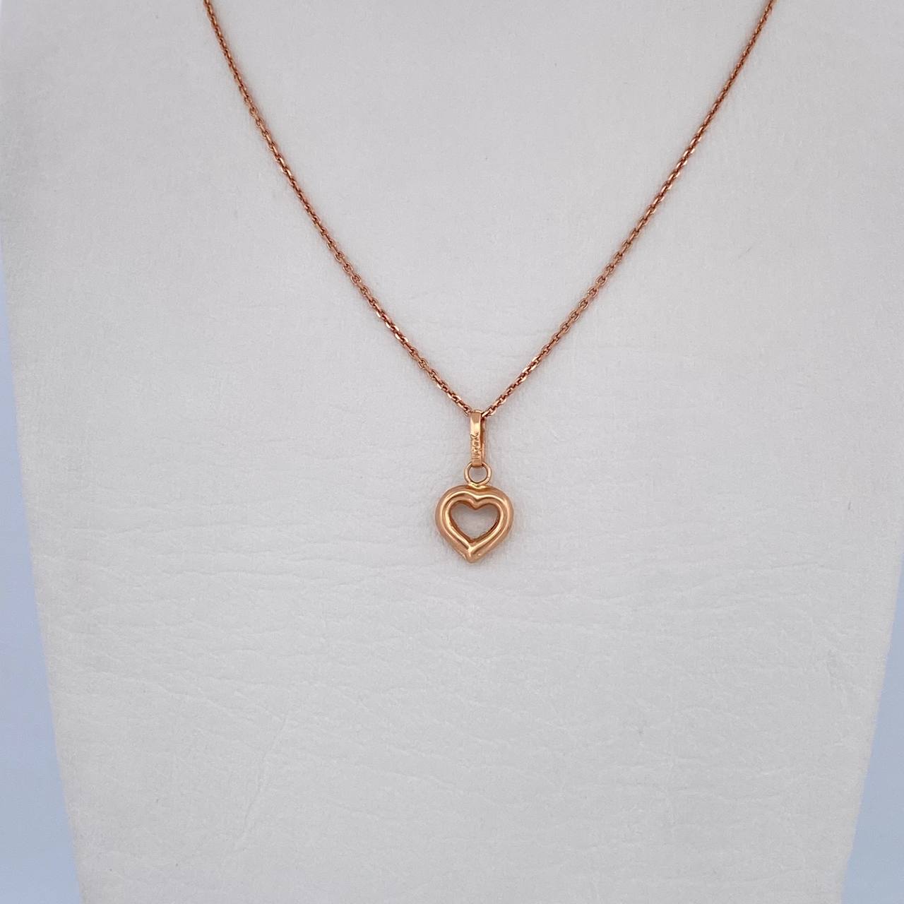 Set Cadena Aro Seguido 1.65gr / 40cm / 0.9mm + Dije Silueta Corazon 0.45gr / 1.5cm Troquelado Oro Rosa 18K (Oferta) &