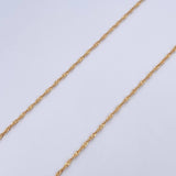 Set Singapore Chain 1.35gr/45.5cm/0.9mm + Pendant Virgin Mary 0.55gr/1.7cm White Zirconia 18K Yellow Gold (Offer) &