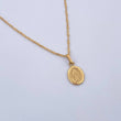 Set Singapore Chain 1.25gr / 45cm / 0.9mm + Pendant Miraculous Virgin 0.45gr / 1.8cm Smooth 18K Yellow Gold (Offer) &
