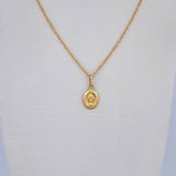 Set Singapore Chain 1.25gr / 45cm / 0.9mm + Pendant Miraculous Virgin 0.45gr / 1.8cm Smooth 18K Yellow Gold (Offer) &