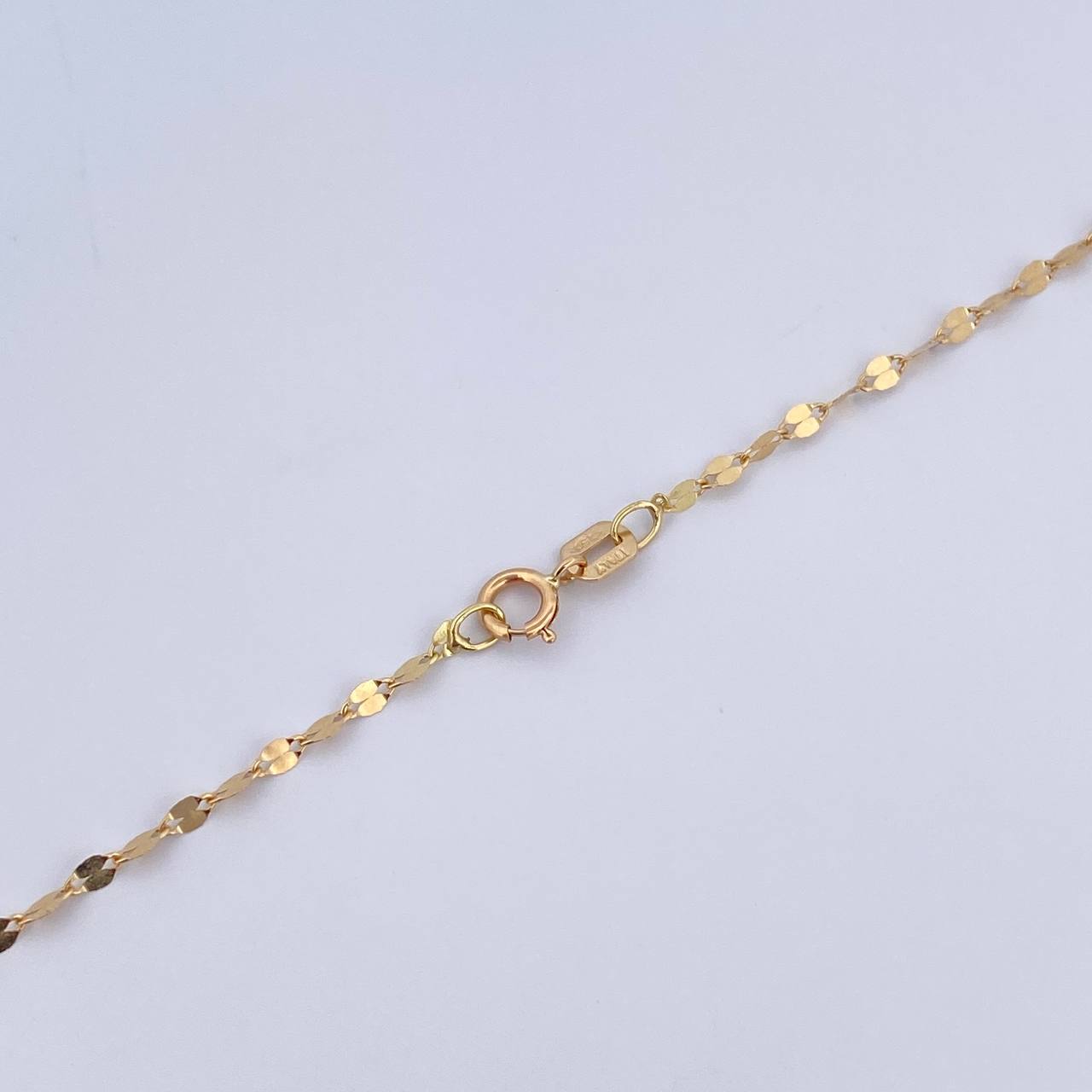 Set Cadena Flor Espejo 0.95gr / 40cm / 1.5mm + Dije Libelula 0.4gr / 1.4mm Troquelado Oro Amarillo 18K (Oferta) &