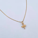 Set Flat Mariner Chain 1.5gr / 51cm / 0.9mm + Pendant Dragonfly 0.4gr / 1.5cm Stamped 18K Yellow Gold (Offer) &