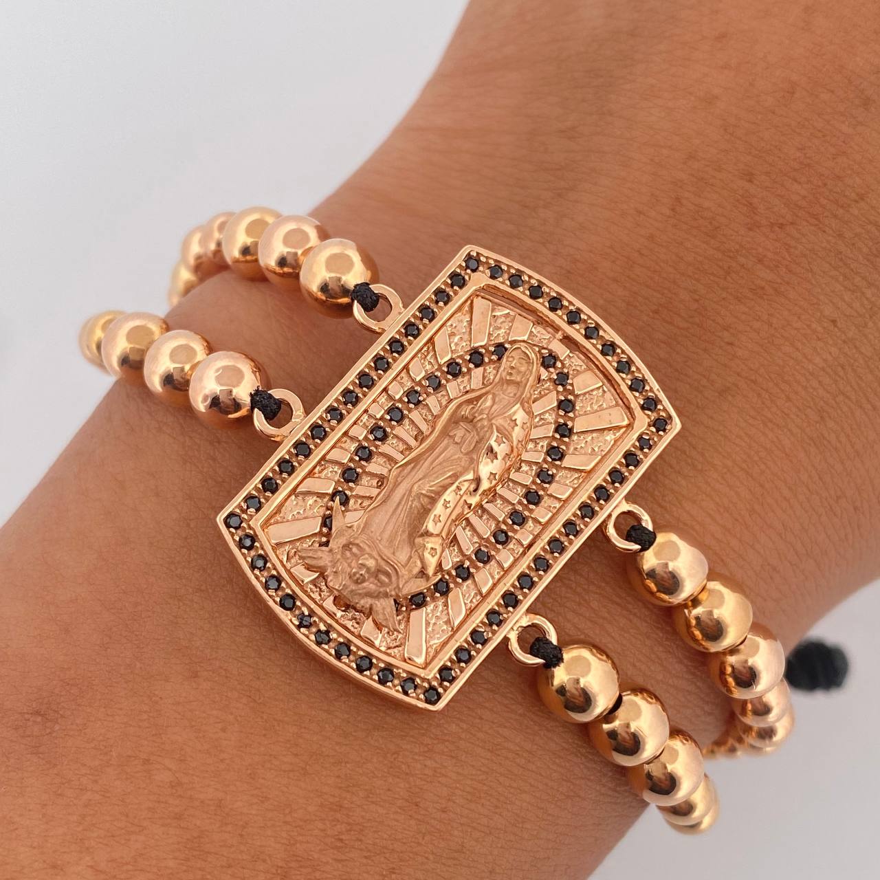 Black Virgin Guadalupe Bracelet 10.35gr / 18K Gold $