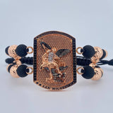 Pulsera Negra San Miguel Arcangel 14.6gr / Oro 18K $
