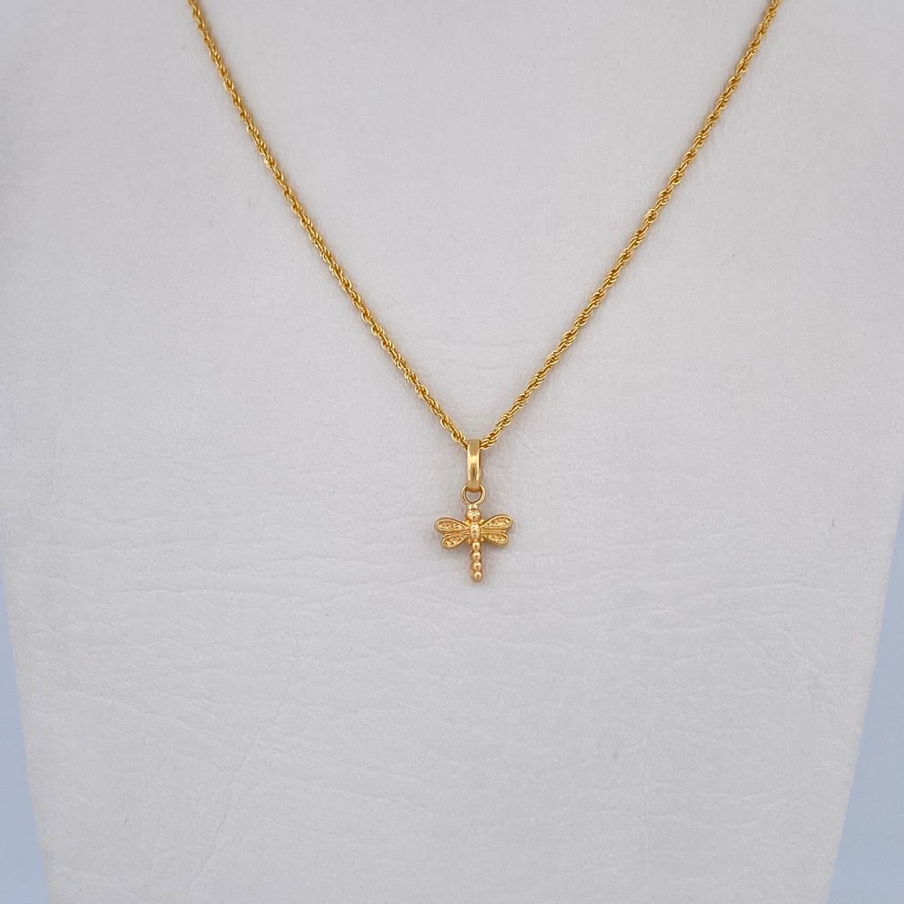 Set Rope Chain 0.9gr / 45cm / 0.9mm + Pendant Dragonfly 0.35 / 1.5cm Die-cut 18K Yellow Gold (Offer) &