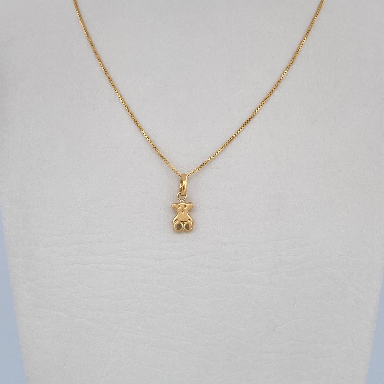 Set Venetian Chain 1.8gr / 45cm / 0.5mm + Pendant Bear Ts 0.35gr / 1.3cm Smooth 18K Yellow Gold (Offer) &