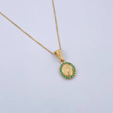 Set Venetian Chain 1.05gr/45cm/0.5mm + Pendant Virgin Guadalupe 0.7gr/1.8cm Green Zircons 18K Yellow Gold (Offer) &