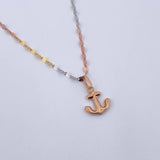 Set Chain Flower Mirror 1.1gr / 45cm / 1.5mm + Pendant Anchor 0.35gr / 1.5cm Stamped Three Golds 18K (Offer) &
