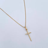 Set Flat Mariner Chain 1.35gr / 45cm / 0.9mm + Pendant Cruz 0.55gr / 2.8cm White Zircon Yellow Gold 18K (Offer) &