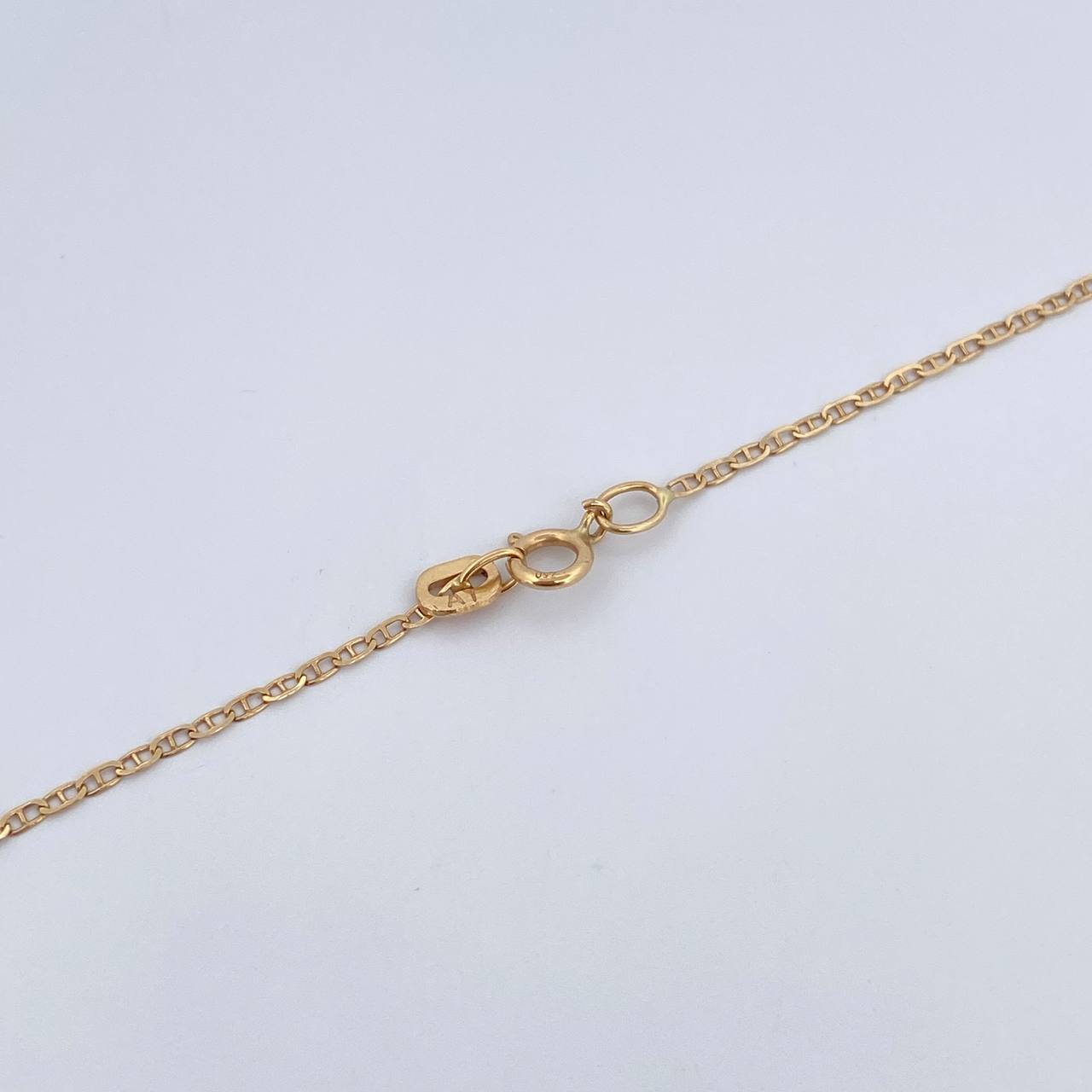 Set Flat Mariner Chain 1.35gr / 45cm / 0.9mm + Pendant Cruz 0.55gr / 2.8cm White Zircon Yellow Gold 18K (Offer) &