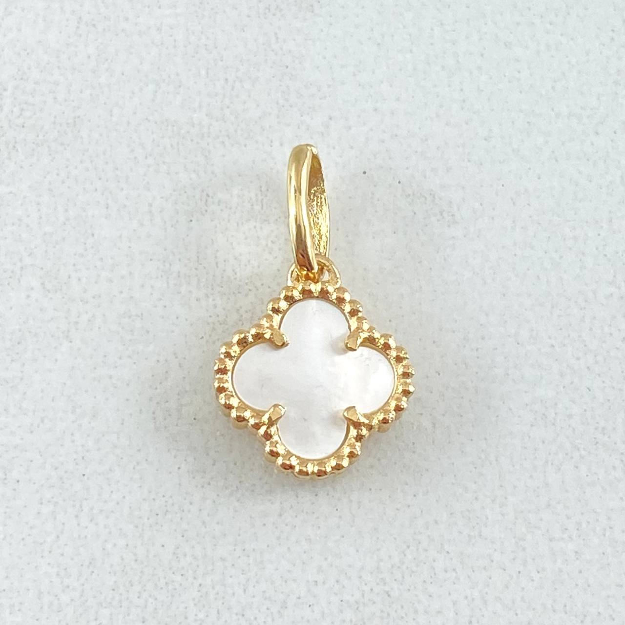 Dije Trebol Blanco 1.2gr / 3/4 in / Oro Amarillo Nac.Esp. 18K