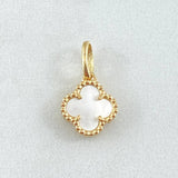 Dije Trebol Blanco 1.2gr / 3/4 in / Oro Amarillo Nac.Esp. 18K