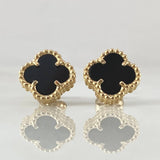 Stud Earrings Clover 2.7gr / 1cm / Freshwater Pearl 18K Gold