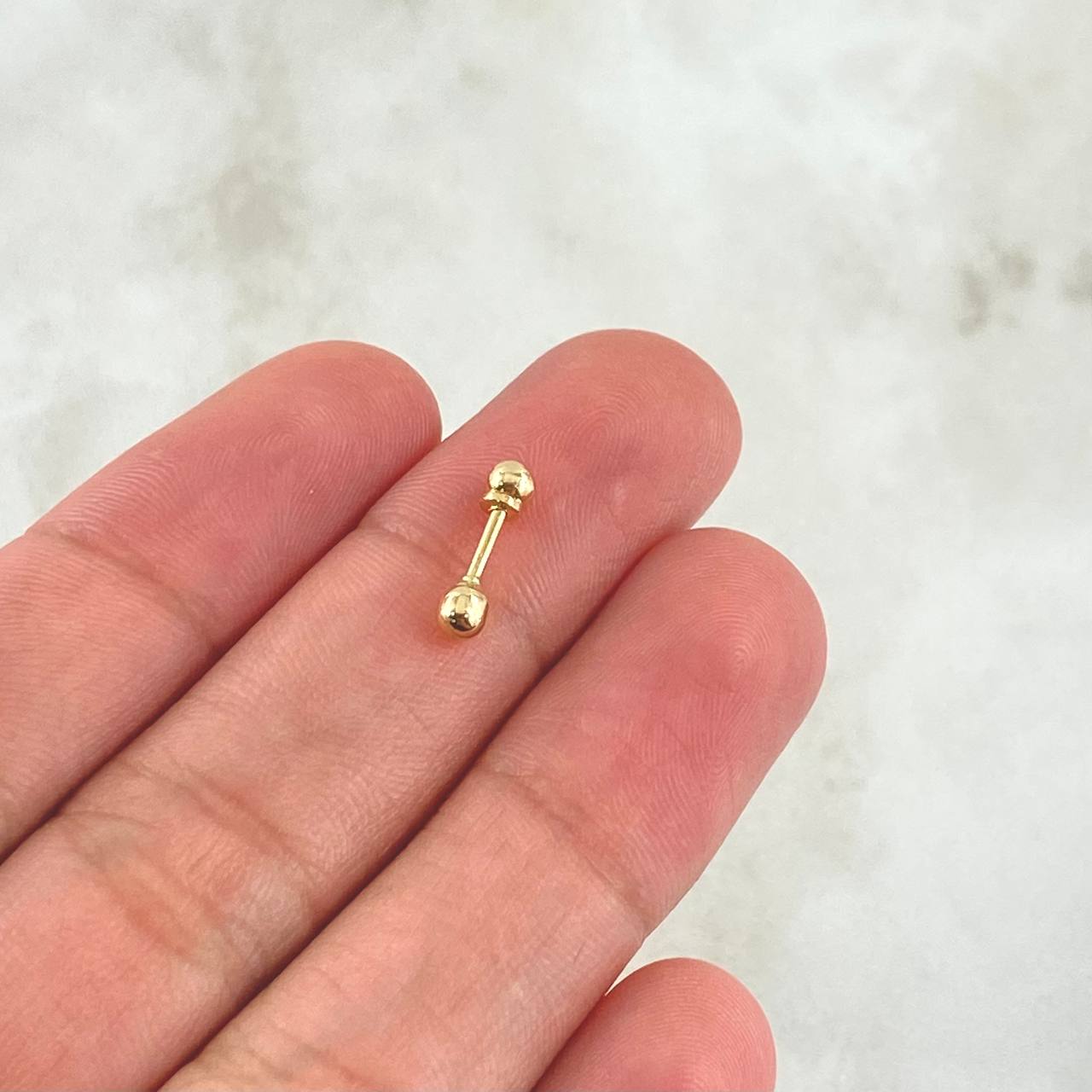 Piercing Chispa Recto 0.35gr / 1.4cm / Bola 4mm - Bola Rosca Oro Amarillo 18K (Joya) *