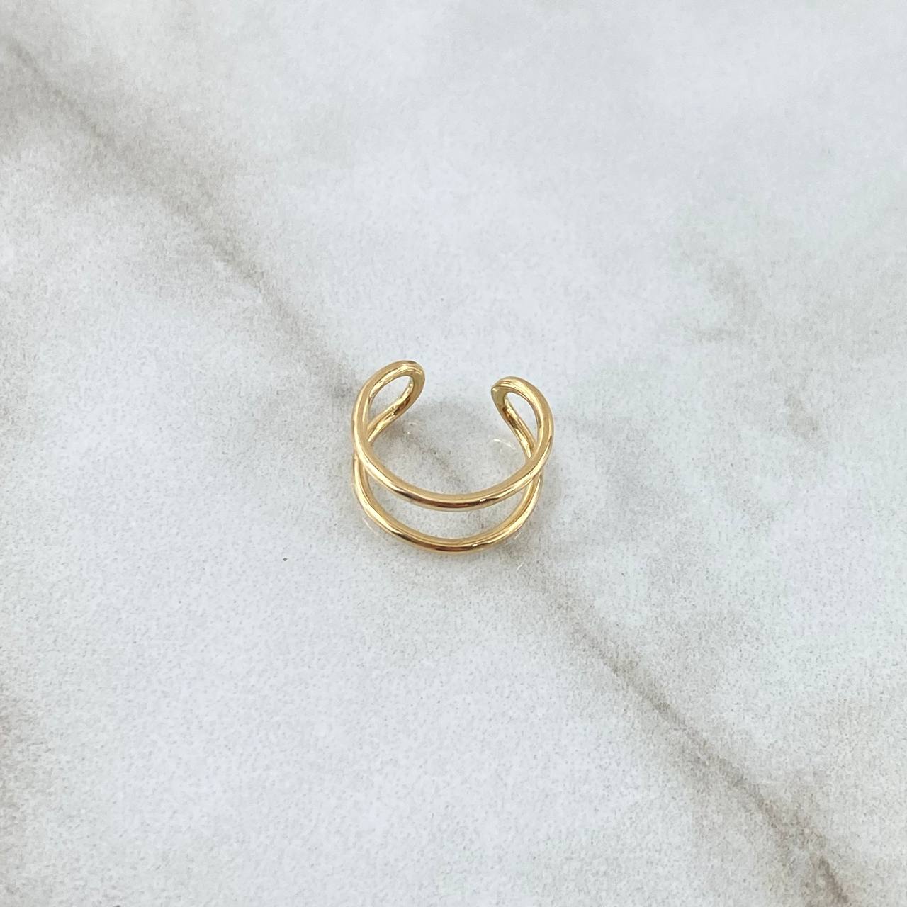 Piercing Earcuff Simulador Doble Linea 0.65gr / 1.2cm / Oro Amarillo 18K (Joya) ©