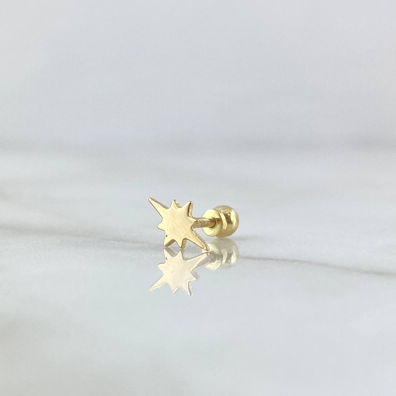 Piercing Estrella Cardinal Plana 0.3gr / 1cm / Rosca Bola Oro Amarillo 18K (Joya) *
