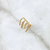 Piercing Cuatro Garras 1.7gr / 1.4cm / Circones Rosados Broche Mariposa Oro Amarillo 18K (Joya) ©