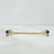 Double Pendant Piercing 0.8gr / 4cm / Thread Bead Royal Blue Zircon Yellow Gold 18K (Jewel) ©