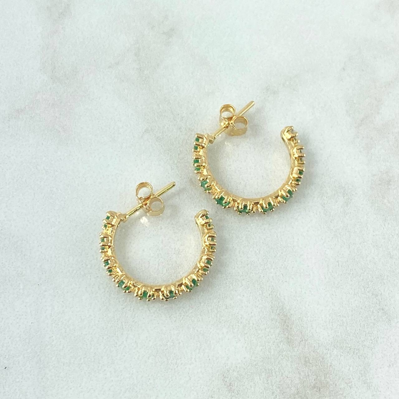 Topos Aro Parcial 3.6gr / 2cm / Esmeraldas 1.04 Qts Oro Amarillo 18K (Joya) ©