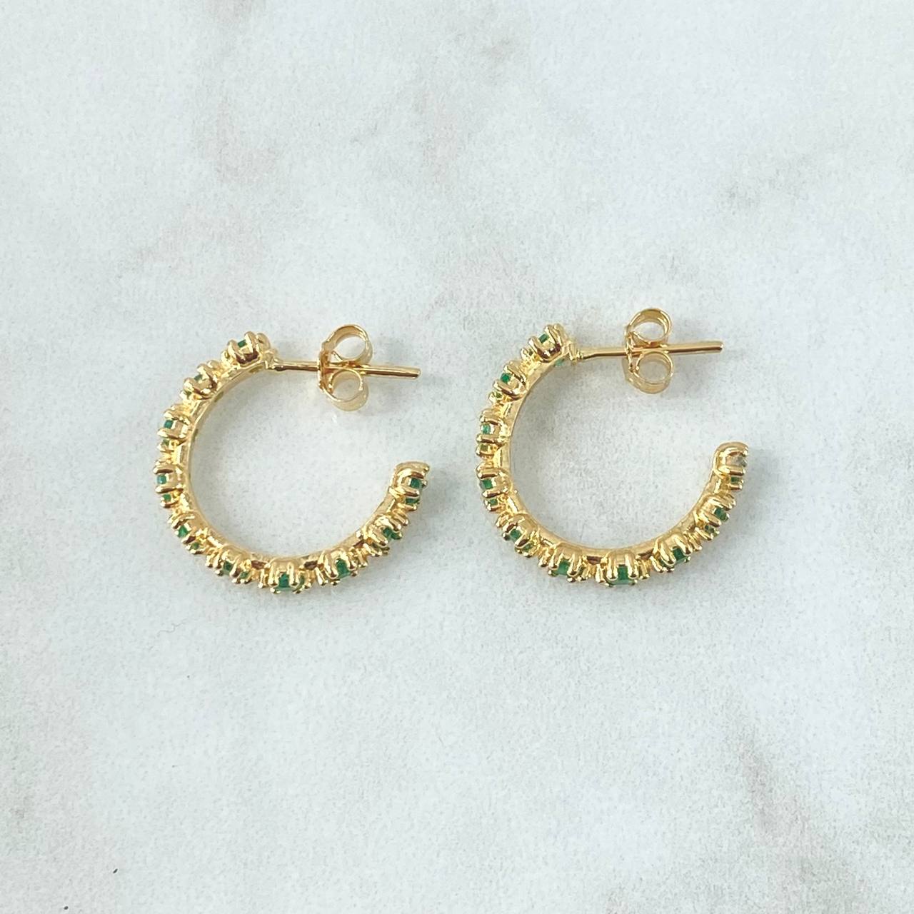 Topos Aro Parcial 3.6gr / 2cm / Esmeraldas 1.04 Qts Oro Amarillo 18K (Joya) ©