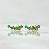 Topos Estela Curva En Nube 1.65gr / 1.6cm / Esmeraldas 64pts Oro Amarillo 18K (Joya) ©