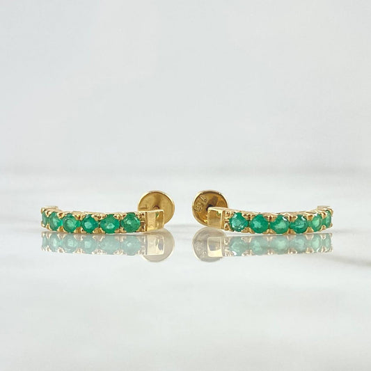 Topos Carril Curvo 2.45gr / 1.9cm / Esmeraldas 80pts Oro Amarillo 18K (Joya) ©