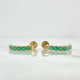 Topos Carril Curvo 2.45gr / 1.9cm / Esmeraldas 80pts Oro Amarillo 18K (Joya) ©