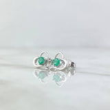 Topos Corazón Silueta 1.3gr / 8mm Esmeraldas 24pts Broche Mariposa Oro Blanco 18K (Joya) ©