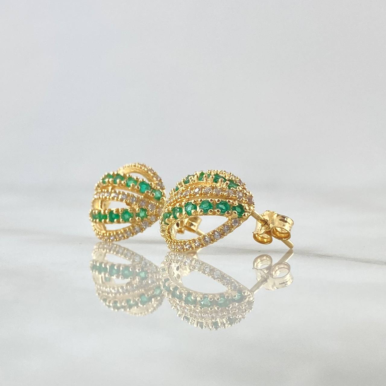 Topos Canasta 4.1gr / 1.5cm / Esmeraldas 54pts Broche Mariposa Oro Amarillo 18K (Joya) ©