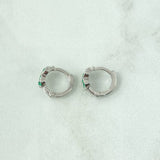 Candongas En Ocho 2.2gr / 1.2cm / Esmeraldas 25pts Oro Blanco 18K (Joya) ©