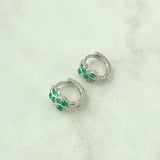 Candongas En Ocho 2.2gr / 1.2cm / Esmeraldas 25pts Oro Blanco 18K (Joya) ©