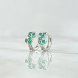 Candongas En Ocho 2.2gr / 1.2cm / Esmeraldas 25pts Oro Blanco 18K (Joya) ©