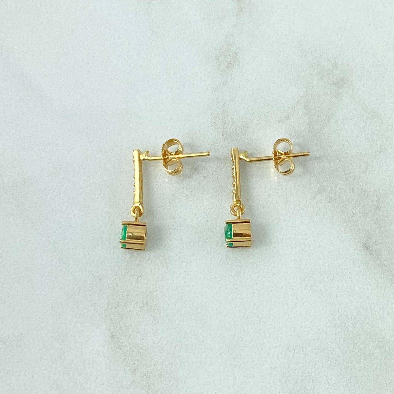 Topos Piedra Colgante 2gr / 1.8cm / Esmeraldas 52pts Diamantes 4pts Broche Mariposa Oro Amarillo 18K (Joya) ©