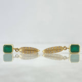 Candongas Cubo Colgante 6.3gr / 3cm / Esmeraldas 1.82 Qts Oro Amarillo 18K (Joya) ©