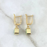 Candongas Cubo Colgante 6.3gr / 3cm / Esmeraldas 1.82 Qts Oro Amarillo 18K (Joya) ©