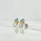 Topos Tres Aros Sello Flor 3.25gr / 1.3cm / Esmeraldas 22pts Diamantes 7pts Dos Oros Amarillo Blanco 18K (Joya) ©