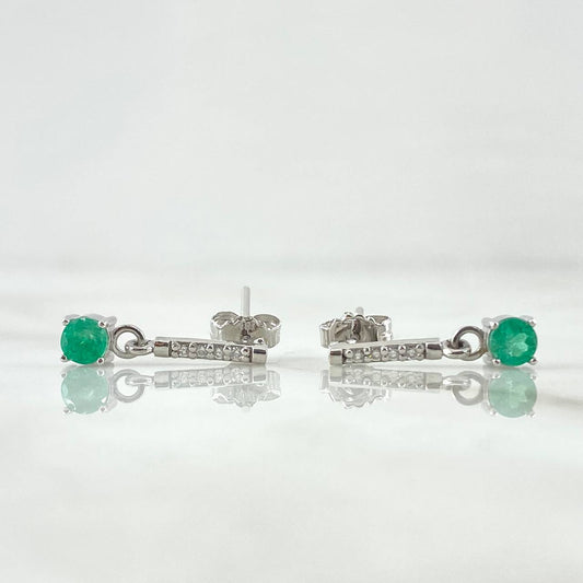 Topos Piedra Colgante 1.95gr / 1.8cm / Esmeraldas 52pts Diamantes 4pts Broche Mariposa Oro Blanco 18K (Joya) ©