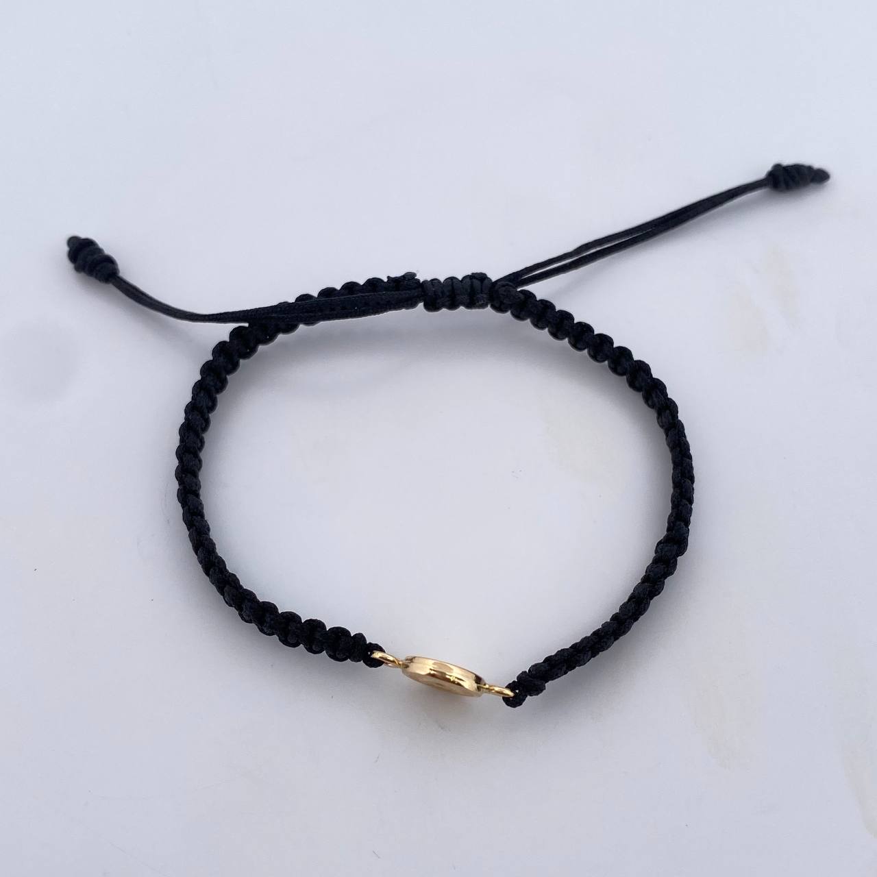 Black Bracelet Letter A 0.4gr / 18K Yellow Gold &