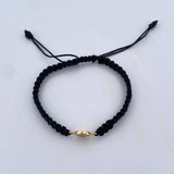 Pulsera Negra Letra N 0.4gr / Oro Amarillo 18K &