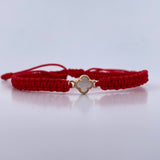 Pulsera Roja Trebol 0.65gr / Nacar Blanco Oro Amarillo 18K &