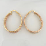 Daki Oval Hoop Earrings 2.35 g / 1 1/2 in Three Golds 18K