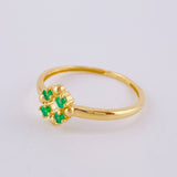 Anillo Recuadros Esfericos Esmeraldas 1Pts 1.65 g / T8 Oro Amarillo 18K