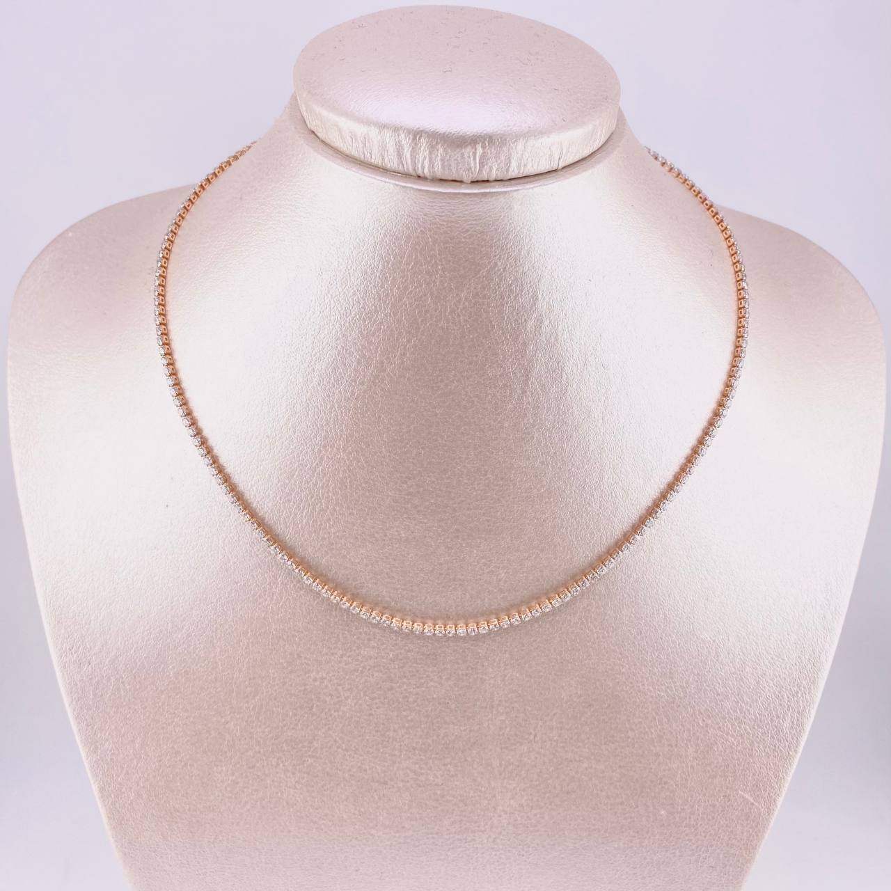 Cadena Tenis Diamantes 4,76Qts 4.6 g / 15 1/4 in / 2 mm Oro Rosa 18K