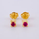 Four-Prong Ruby Stud Earrings 20Pts 1.05 g / in / 3 mm 18K Yellow Gold