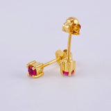 Four-Prong Ruby Stud Earrings 20Pts 1.05 g / in / 3 mm 18K Yellow Gold