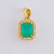 Three-Dimensional Square Frame Pendant Emerald 1.64 Qts Diamond 19Pts 2.8 g / 3/4 in 18K Yellow Gold